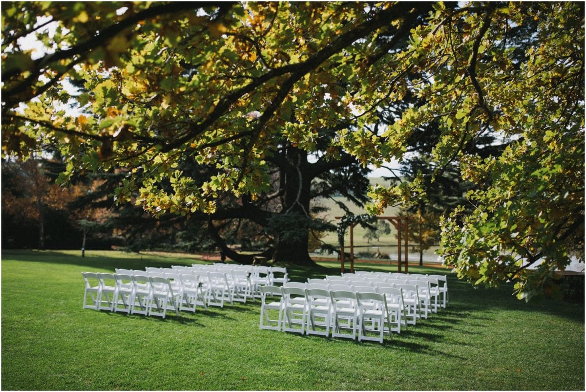 Ceremonny chairs at a Bendooley Berrima wedding