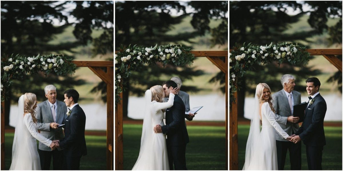 Bride and groom kiss during their Bendooley Berrima wedding