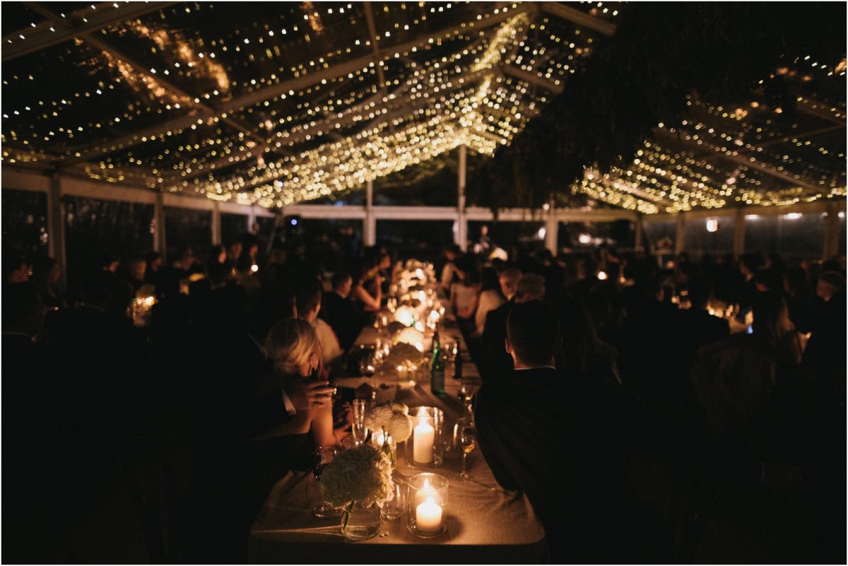 A candlelit reception at a southern highlands marquee wedding