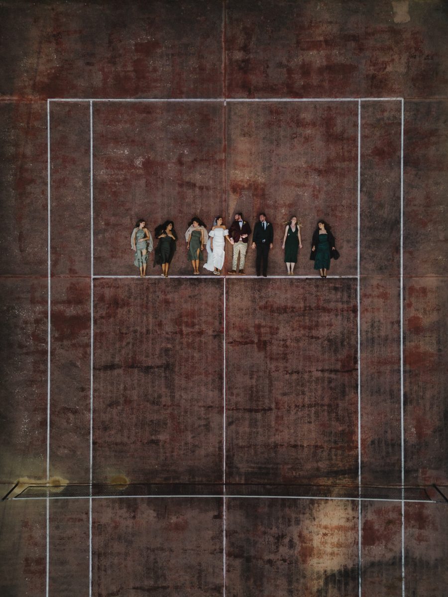A bridal party drone shot by Southern Highlands Wedding Photographer Thomas Stewart